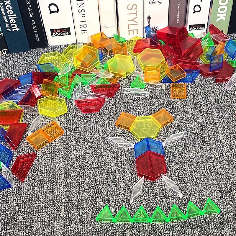 Kinder Regenbogen Transparente Bausteine Lichttisch Spielzeug Montessori Offene Bildung Lernen Diy Mathematische Geometrie Sensorische Spiele