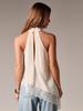2026 Women's Asymmetrical Halter Neck Satin Vest with Lace Trim
