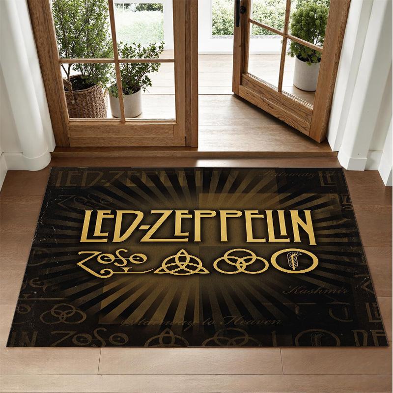 Led Zeppelin Design Crystal Velvet Rug Soft Decorative Mat for Bedroom Entrance