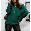 Autumn and Winter Shoulder Sexy Crewneck Turtleneck Sweater Solid Color Casual Loose Plus Size Sweater for Women
