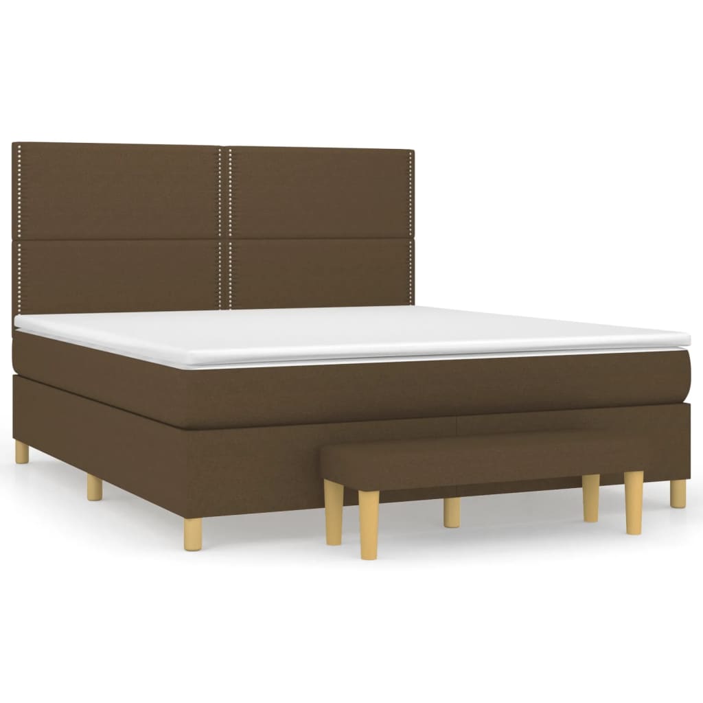 Box Spring Bed with Mattress Dark Brown 180 x 200 cm Fabric