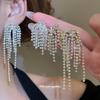 Silver Needle Rhinestone Firework Tassel Stud Earrings - Elegant and Fashionable Ear Ornaments for Women