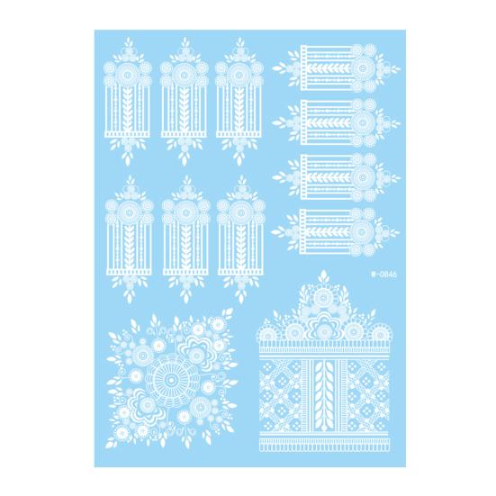 Baizihuahu White Lace Tattoo Sticker for Women, Temporary Face Body Arm, Waterproof Fake Decal Wedding Party Festival