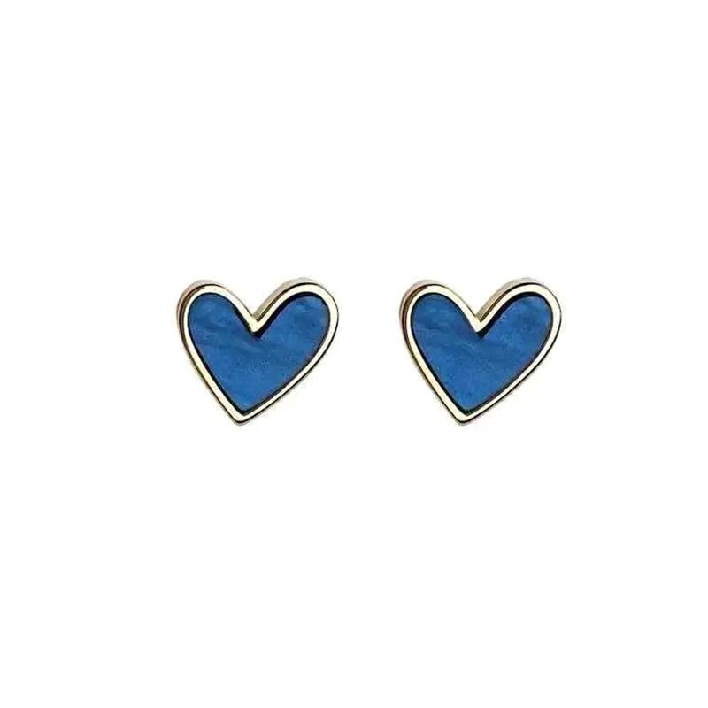 Cute Korean Earrings Heart Bling Zircon Stone Rose Gold Color Stud Earring for Women Fashion Jewelry New Gift