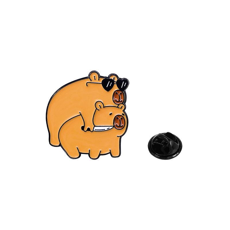 Cute Cartoon Capybara Enamel Brooch Backpack Hat Decoration Alloy Lapel Pin Badge Clothing Accessories