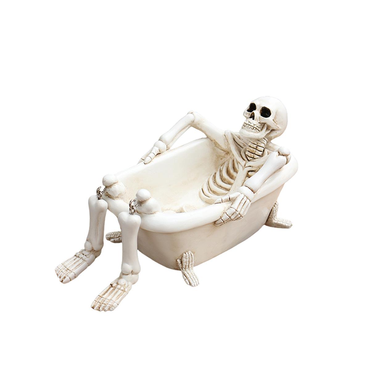 

Creative bathtub skeleton flower pot ornament Courtyard Garden Ghost Head Statue Bonsai Decoration Halloween Gift