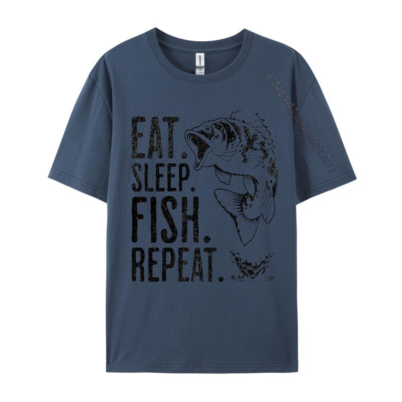 Eat Sleep Fish Repeat Tshirt Vintage Fashionable Party Tees Cotton Tops T Shirts for Men Cosie T Shirt
