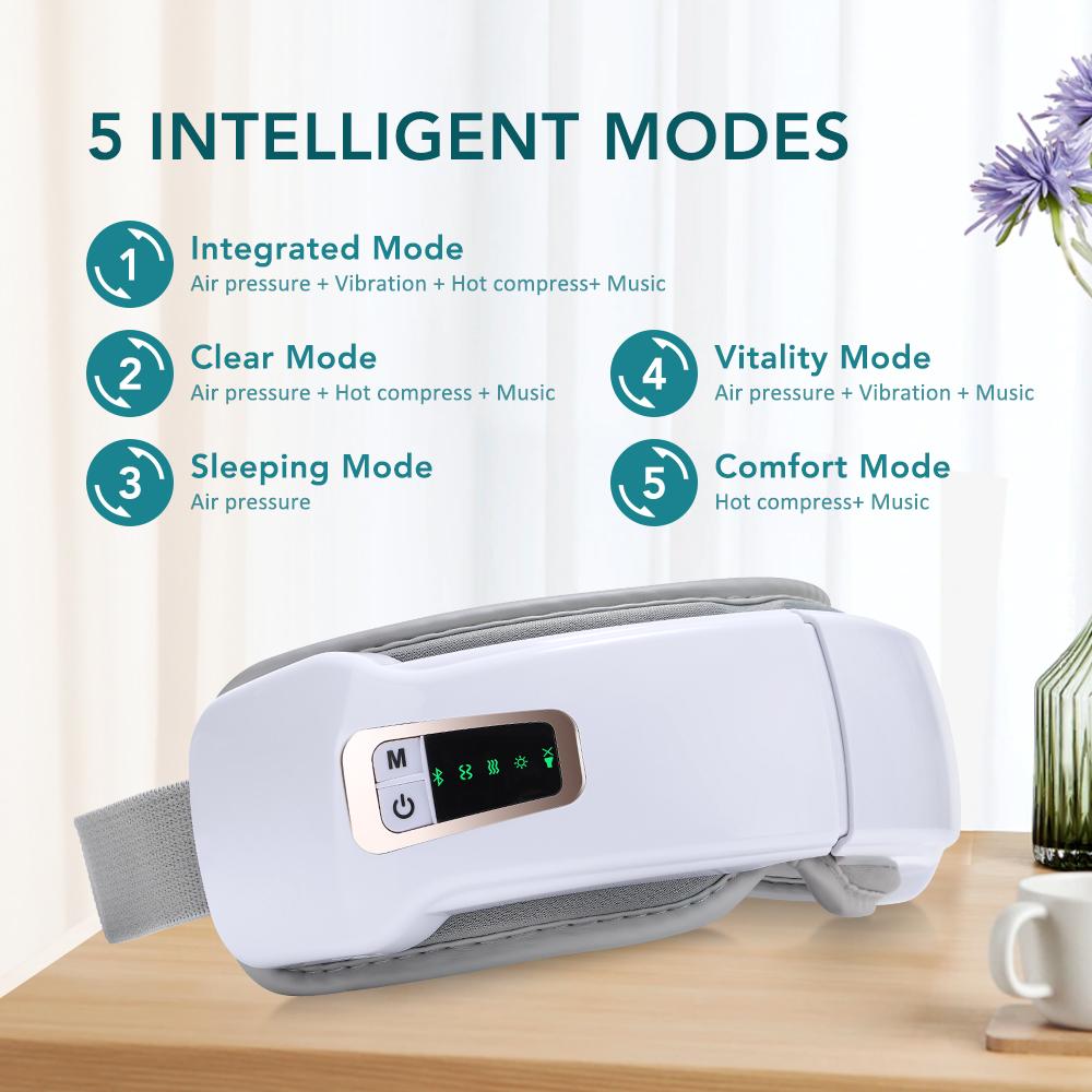 Vibration Eye Massager Bluetooth Music Smart Eye Mask Hot Compress Air Bag Eye Massager Eye Strain Relief Home Eye Care Device