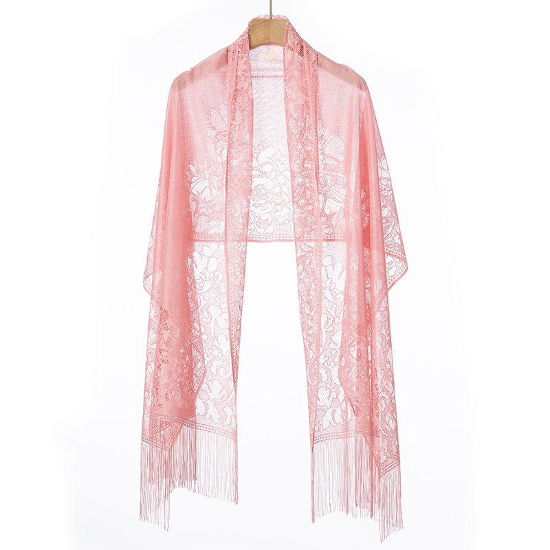 Damen Spitzenschal: Ein vielseitiges Oberbekleidungsstück für Frühling und Herbst mit Quasten, perfekt als Sommer-Seidenjacquard-Schal oder Ergänzung zu einem Cheongsam-Kleid.