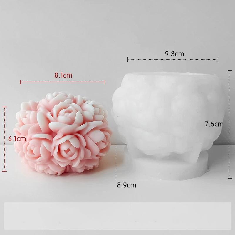 Flower Ball Mold Silicone Rose Ball Mold Aroma Candle Mold Aroma For Crafting Home Fragrance Romantic