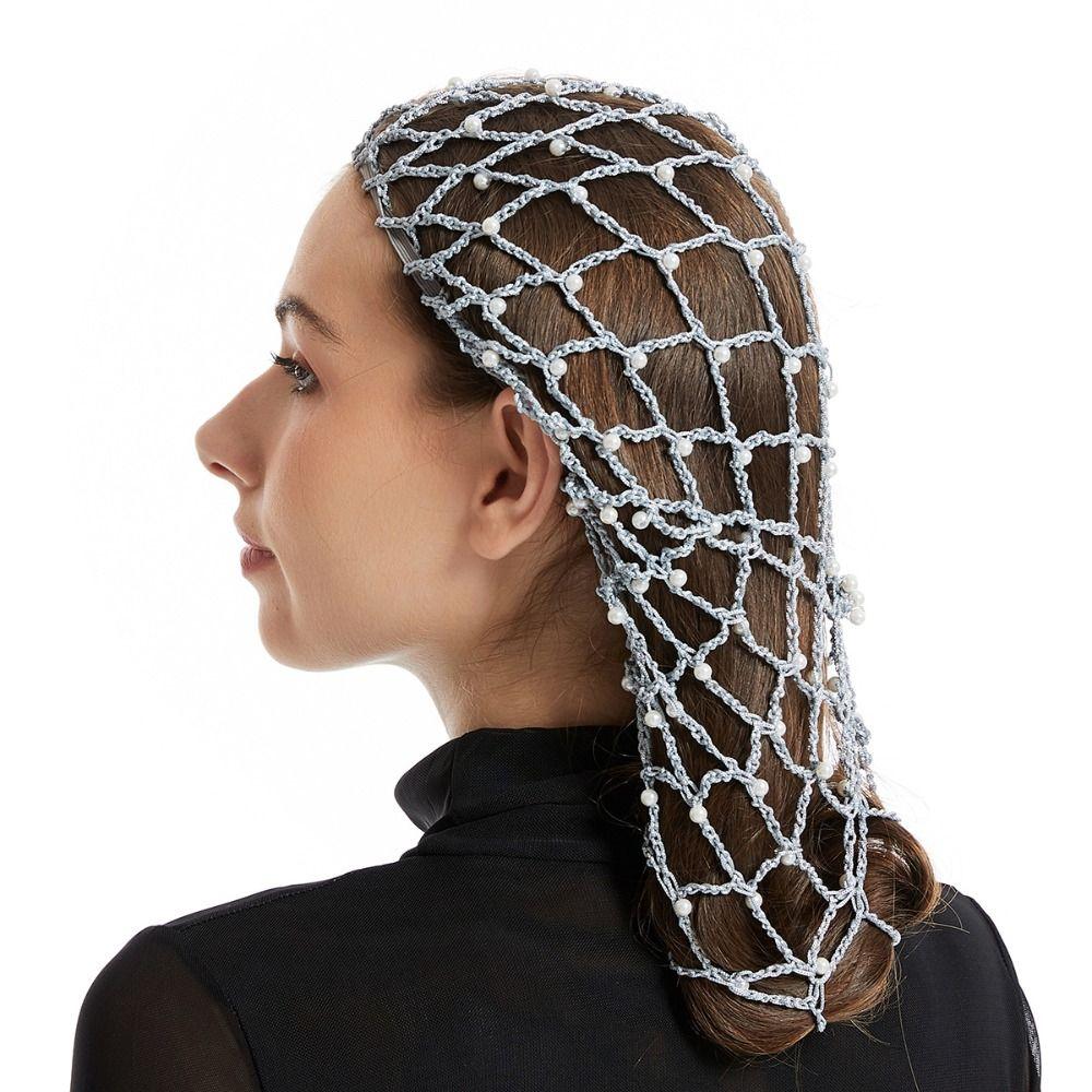 Pärlstickad Hålnätshalsduk Hårnät Håraccessoarer Elastisk Halsduk Dam