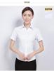 Camisa Social Feminina Slim Fit de Manga Curta - Branca com Listras Azuis, Sem Ferro, Gola V.