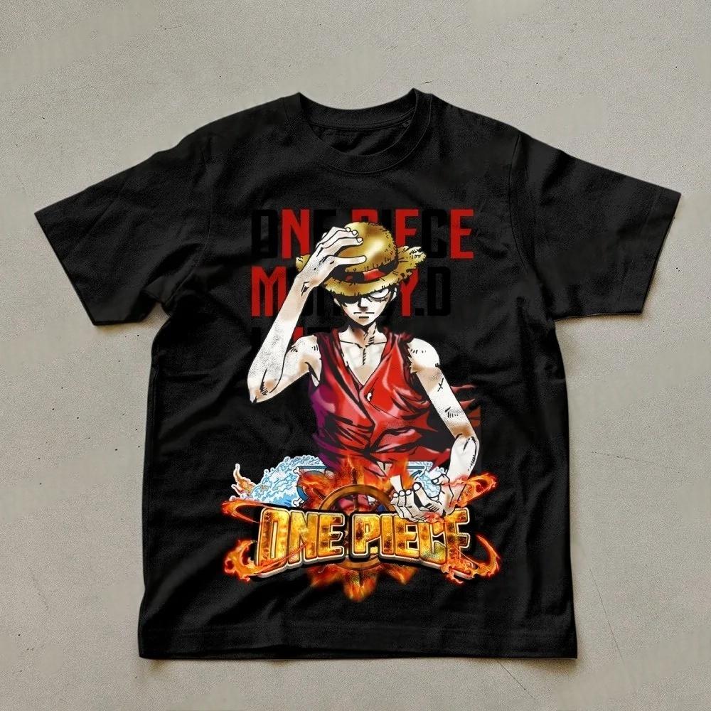 

One Piece Men s T-shirt Monkey D. Luffy Summer Japan Anime Autumn Boys Children Short-sleeved Basic Fashion Parent-Child Outfit 4XL