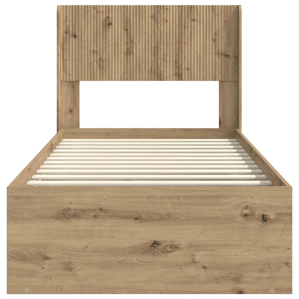 Bed Frame with Storage Space and Headboard Artisan Oak 90 x 190 cm