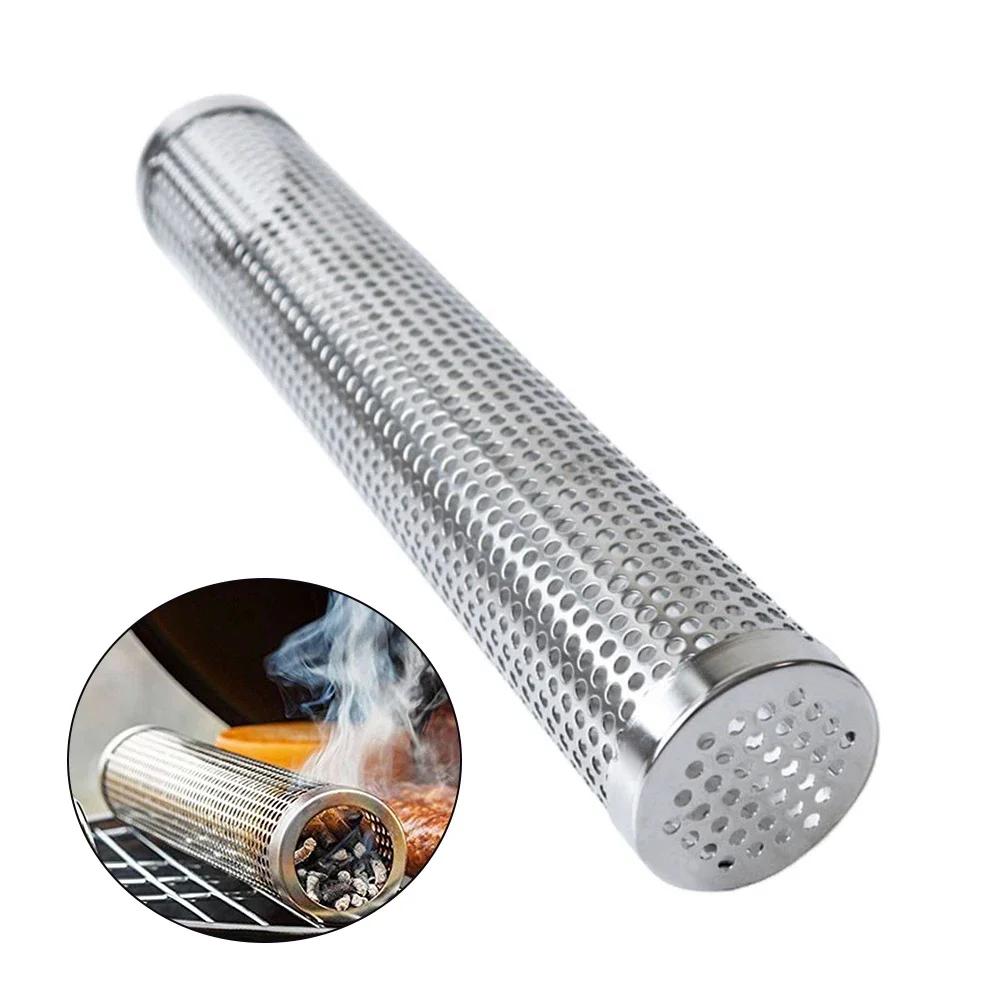 Stainless Steel BBQ Smoker Grill Tube Perforated Mesh Smoker Tube Filter Gadget Generator Pellet Smoking BBQ Accessories Tools