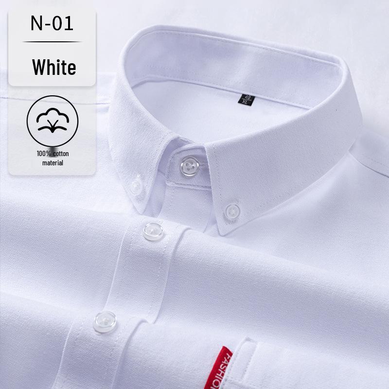 

New Men s Iron-Free Pure Cotton Long Sleeve Oxford Shirt - Breathable, Business Casual Solid Color 44