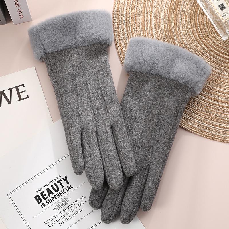 Unisex Fleece-Lined Suede Gloves for Outdoor Cycling and Driving - Cold-Proof, Touchscreen-Enabled for Autumn and Winter.
