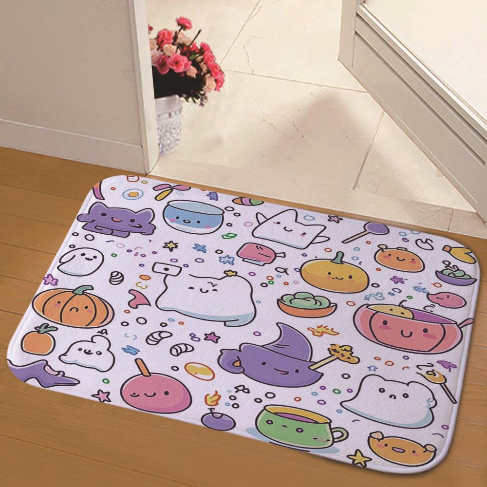 

Halloween Cartoon Facecloth Bathroom Door Mat Entry Door Mat Bathroom Absorbent Non-Slip Carpet Home Decoration 40X60CM(1.3X2FT