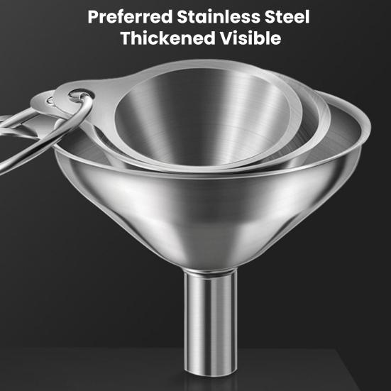 Stainless Steel Kitchen Funnels Set Food Grade Powder Transfer Funnel for Filling Bottles Cooking Oil Pouring Tool for Spices Salt Herbs