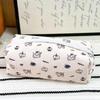 Cute Canvas Pencil Case Cartoon Elephant Print Smooth Zipper Big Storage For School Students