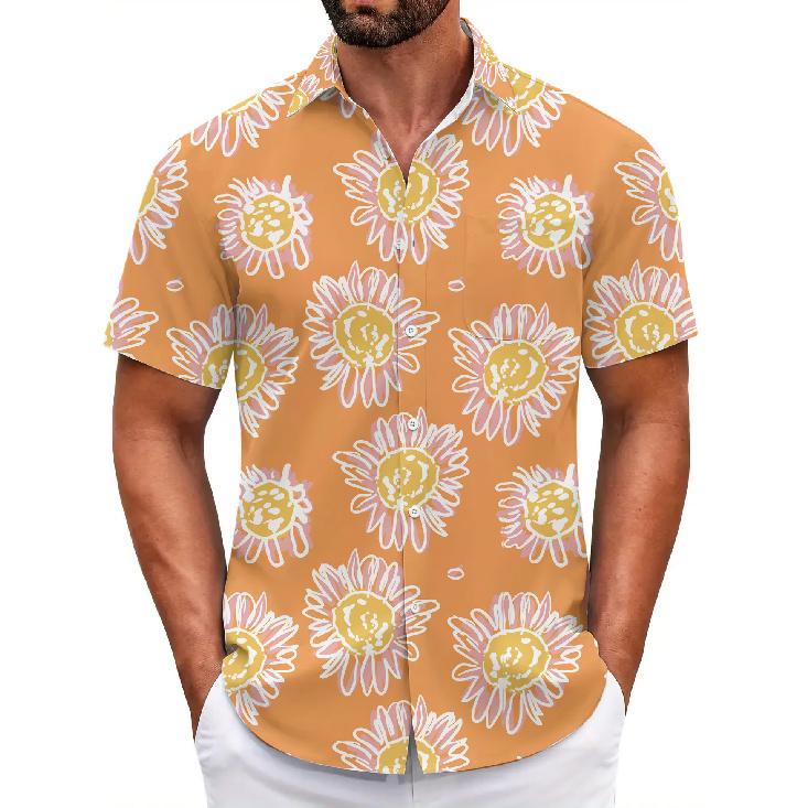 Hawaiian Retro Style Loose Beach Shirt Seaside Vacation All-match Floral Shirt Men's Short Sleeves