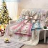 1pc Christmas-themed Bell and Feather Print Blanket, with a Strong Festive Atmosphere, Available In Multiple Sizes, Autumn Thanksgiving Christmas Nap