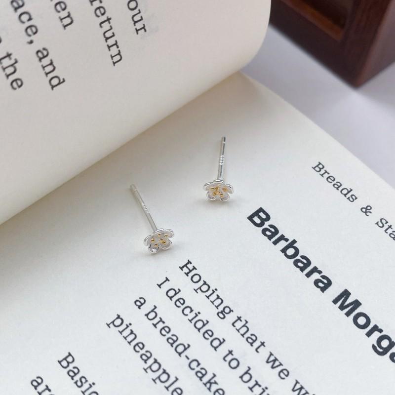 S999 Sterling Silber Blume Ohrstecker, Einfach & Vielseitig für Damen