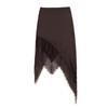 Women High Waist Lace Patchwork Irregular Midi Fashion Skirt