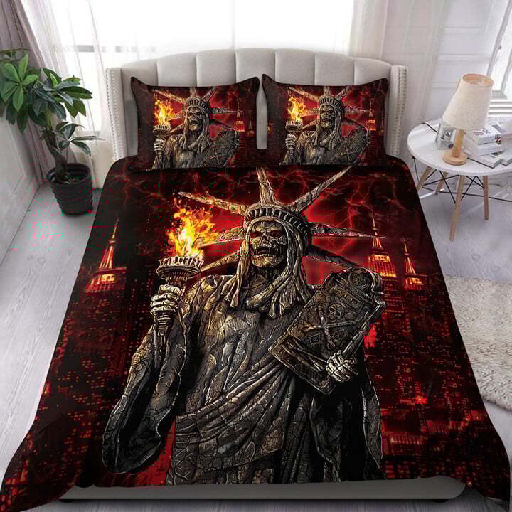 3D Skull Printed Doona Duvet Cover Bedding Set Single Double Gift