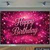 2D Pink Sparkle Bokeh Birthday Backdrop Banner Happy Birthday Party Photo Booth Background