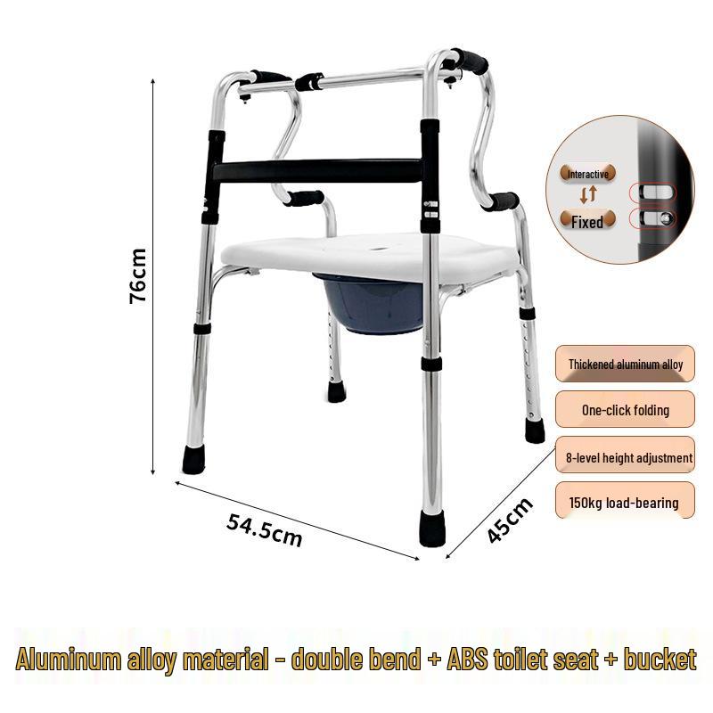 Rehabilitation Walking Trainer and Handrail Frame for Elderly - Four-Legged Crutch Aid