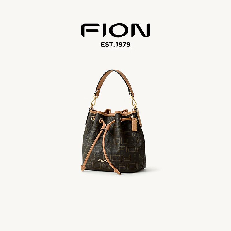 FION 2025 Классическая сумка-ведро с монограммой и завязками