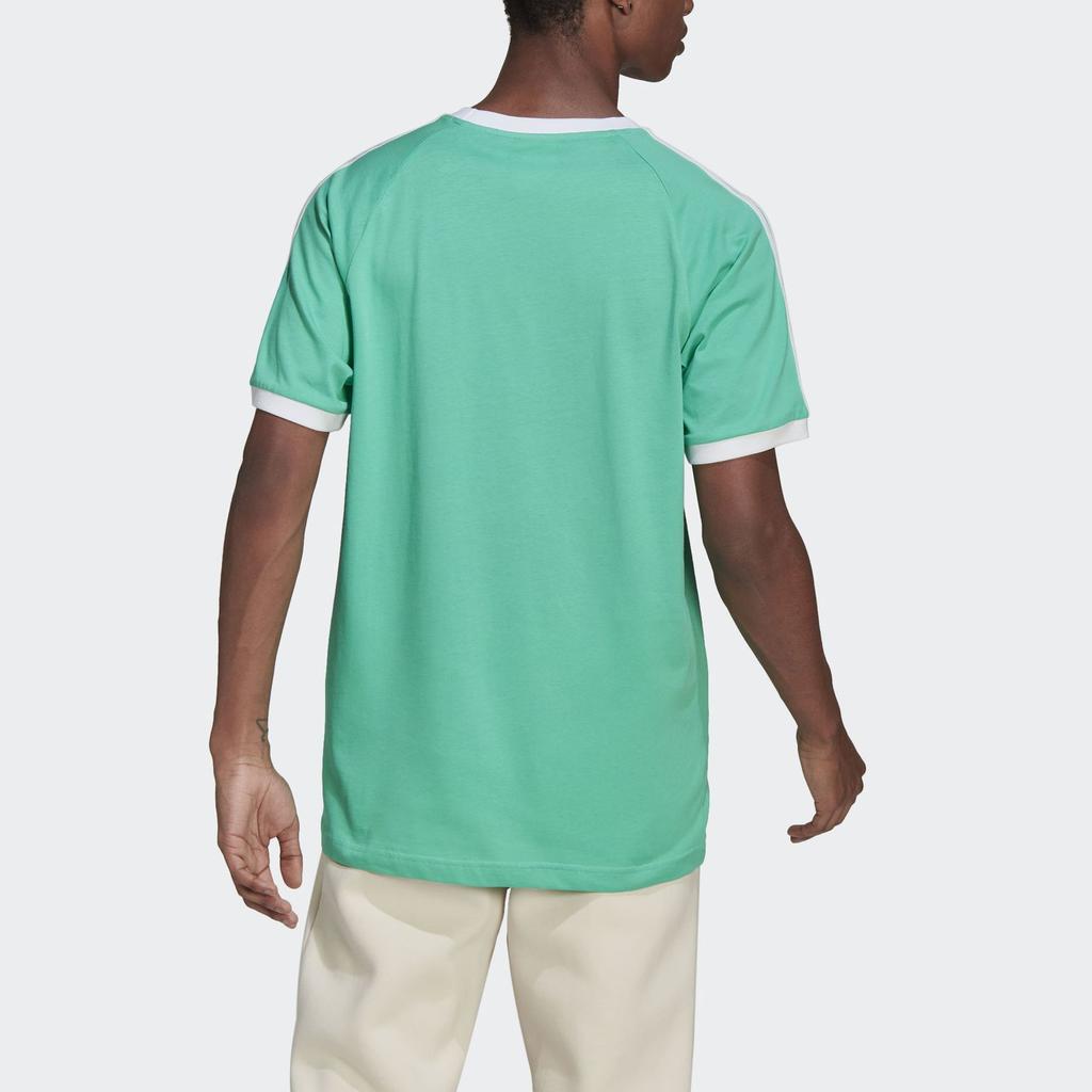 Adidas Striped Logo Print Crew Neck T-Shirt Men Tops Green HE9549