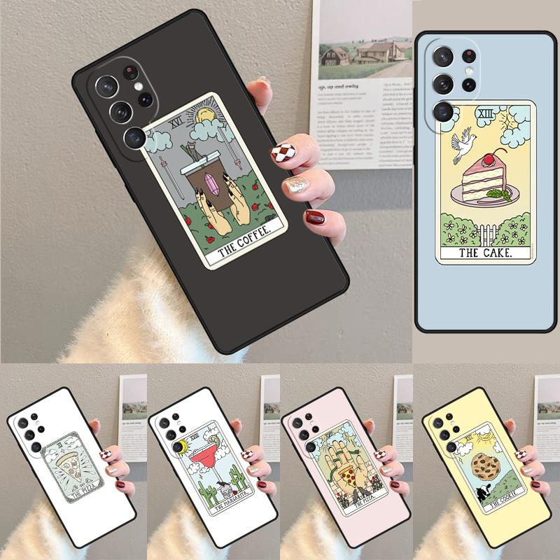 CAKE COFFEE The Boba Tarot Card Phone Case for Samsung Galaxy Note 10 Pro S26 Ultra S23 S24 FE S25 S21 S22 PLUS Shockproof Cove