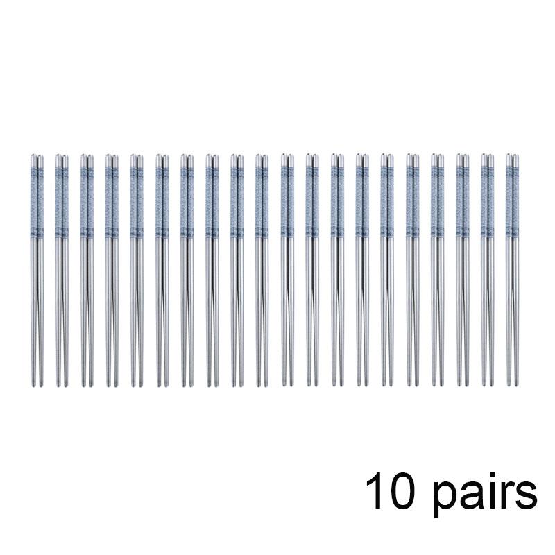 5/10/15/20Pairs Stainless Steel Non-slip Chinese Chopstick For Porcelain Print Chopsticks Cooking Eating Easy To Clean