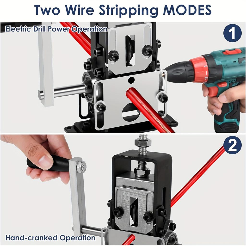 Unealtă manuală dezizolatoare de sârmă acționată de bormașină pentru cupru, diametru 0,06-1 inci - Design cu manivelă manuală cu fălci și șuruburi reglabile pentru reciclarea ușoară a fierului vechi