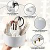 360° Rotating Makeup Brush Organizer 5-Compartment Cosmetic Storage Holder Stylish Desk Organizer for Brushes Lipsticks & Pens