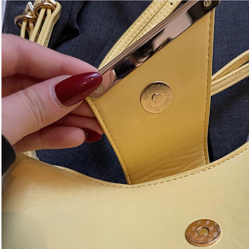 Women Summer Glossy PU Delicate Crossbody Bag High Grade Buckle Zipper One Shoulder Bags Versatile Commute Underarm Packs