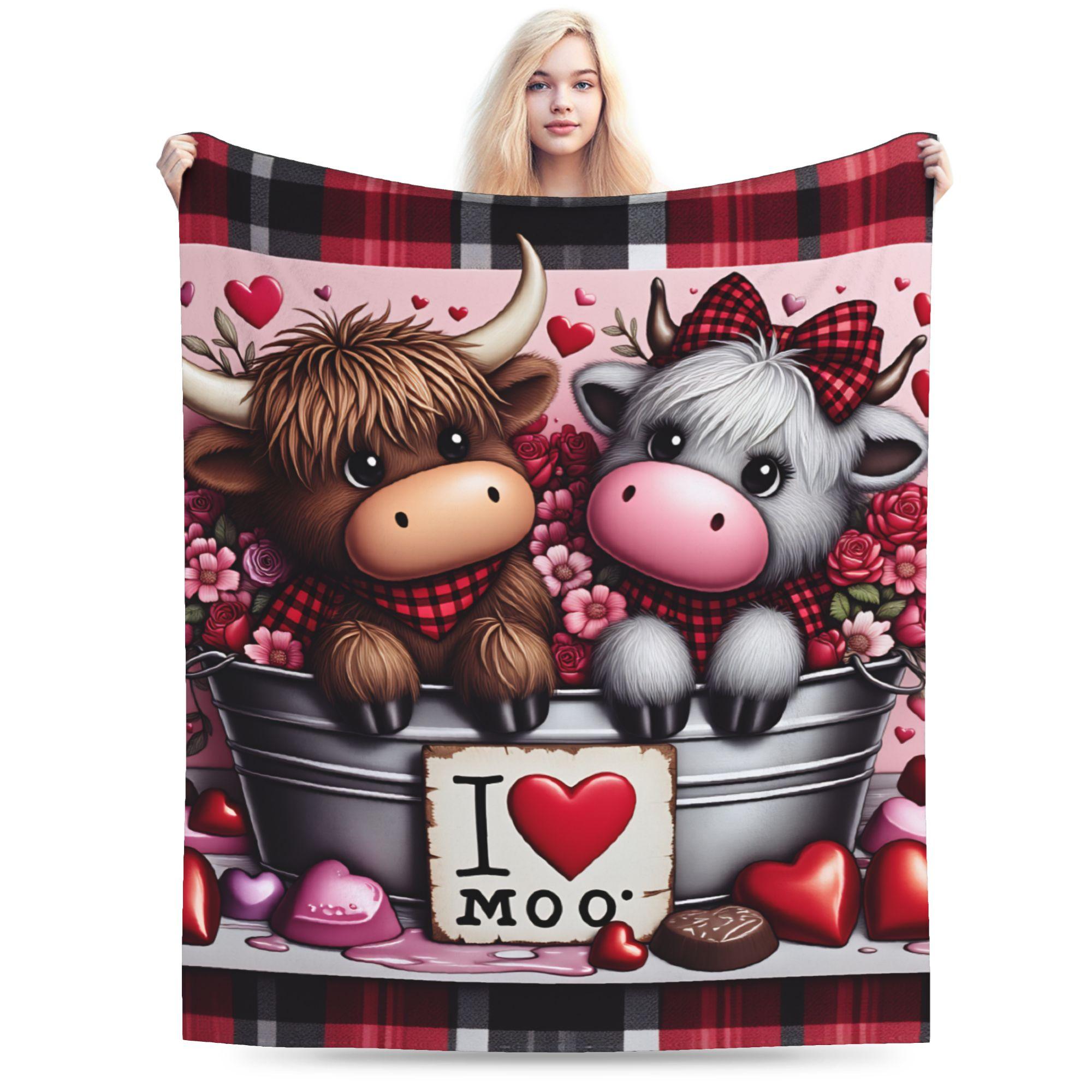 

Soft Warm Blanket Child Camping Highland Cow Themed Bedding Throws Flannel Bedspread For Living Room Novelty Sofa Bed Cover 30x40in