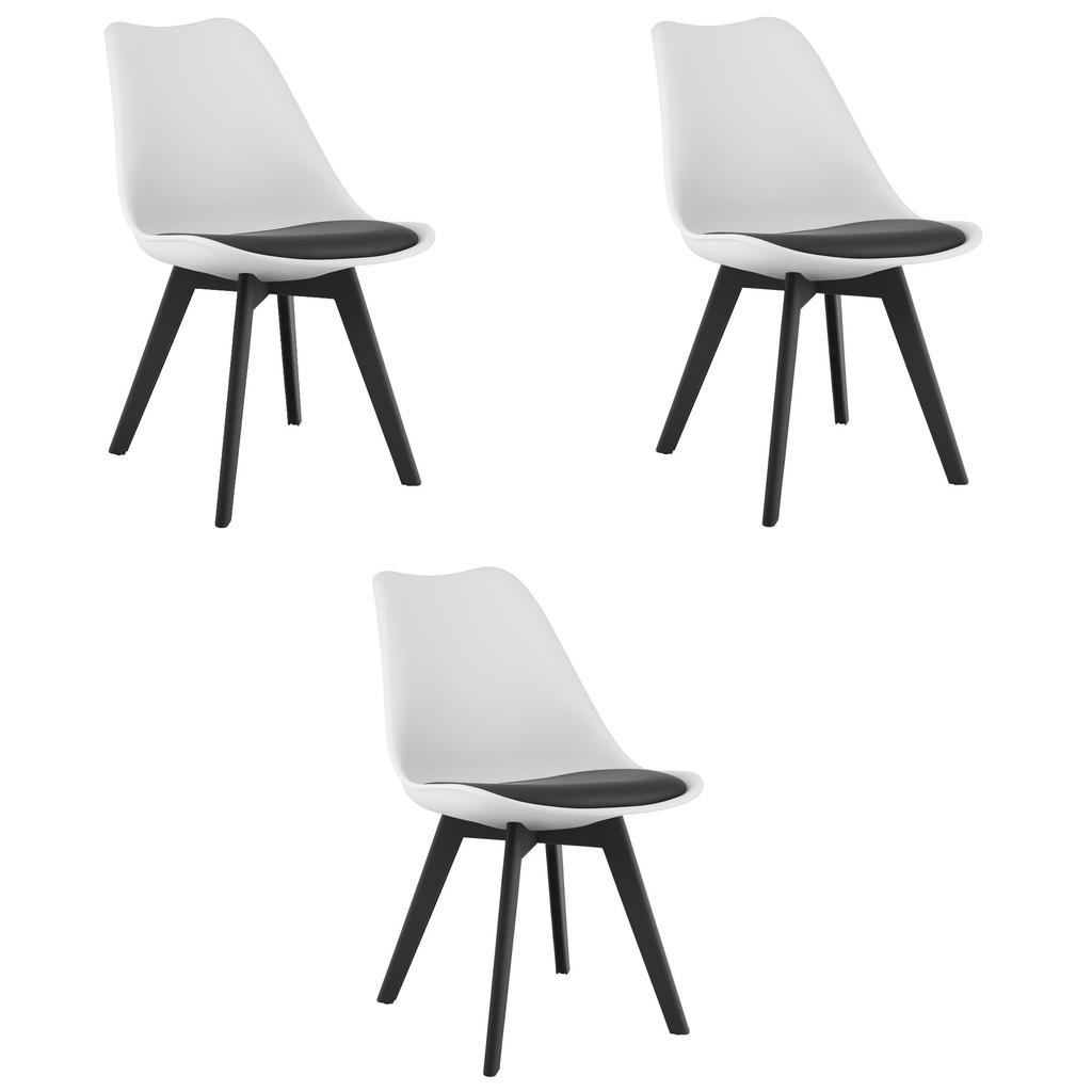 MARK chair black and white / black legs x 3