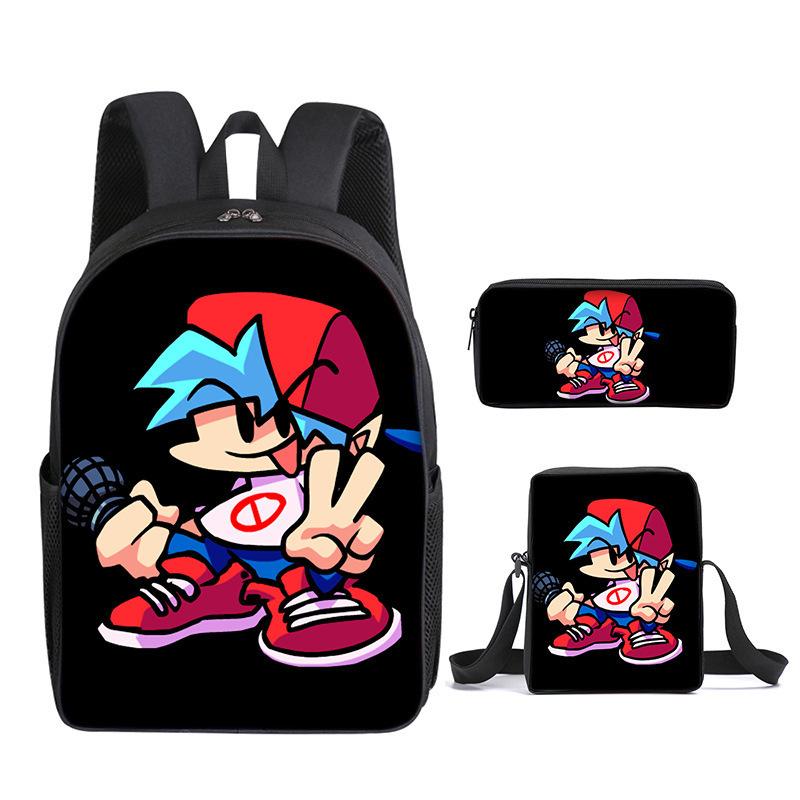 Fridaynightfunkin School Bag Three-Piece Friday Night Funk Backpack Elementary School Backpack Three-piece set (backpack + satchel + pencil case)