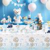 3 Pack Bear Baby Shower Decorations Tablecloth for Boy - Blue Bear We Can Bearly Wait Baby Shower Decorations Party Supplies Table Cover,54in x 108in