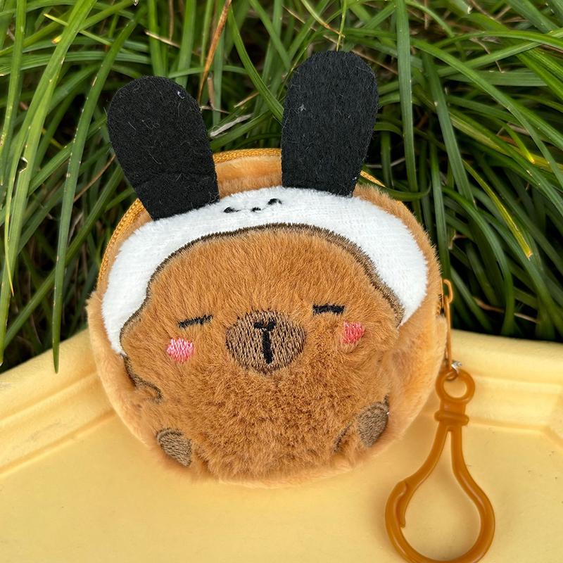 Cartoon Kapybara Coin Purse High Quality Small Gift Keychain Charm Plush Headphone Bag Charm