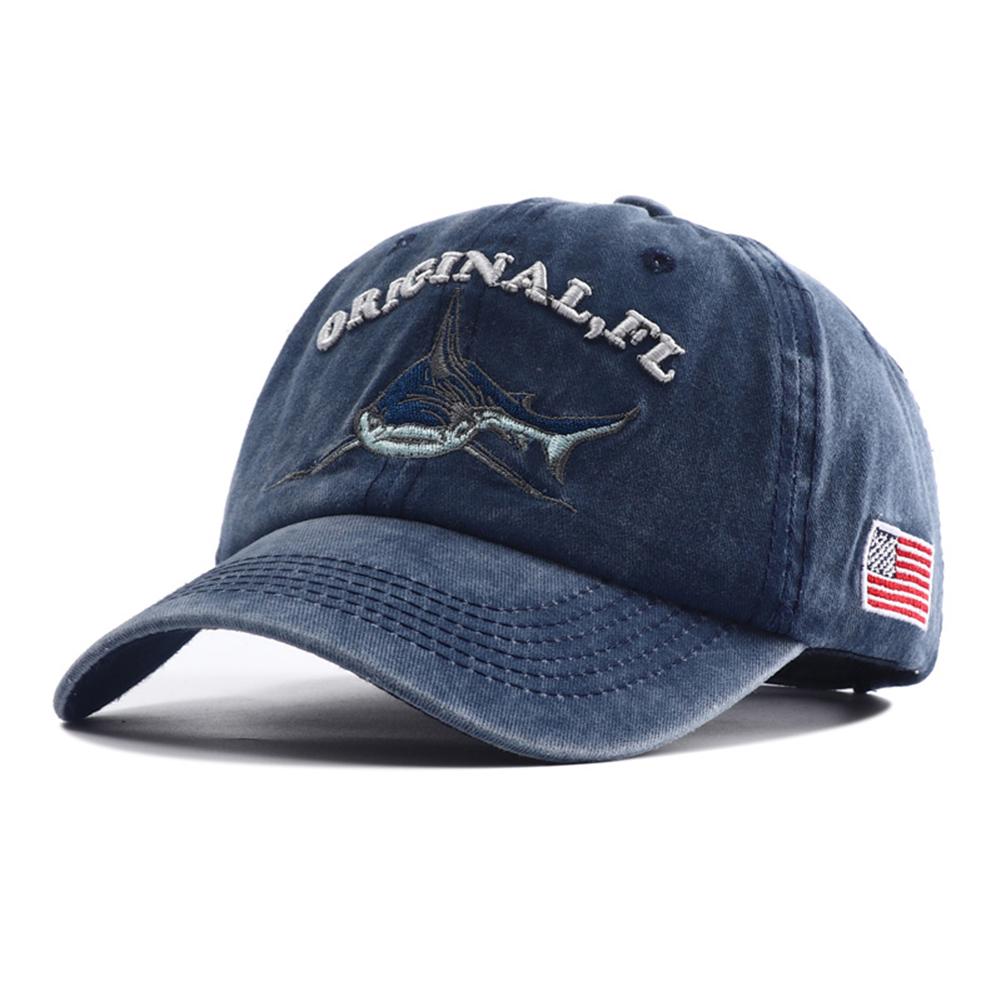 New Designer Black White Animal Shark Embroidery Baseball Hat Snapback Women Bone Vintage Cotton Dad Caps For Men Gorras