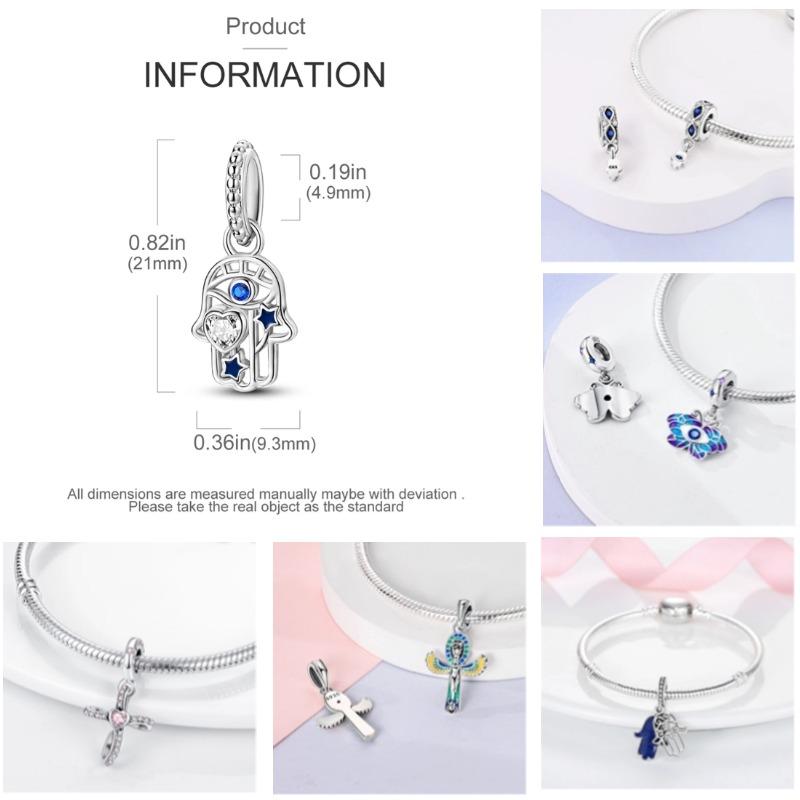 Teufelsaugen Anhänger 925 Kupfer Original Hand von Fatima Blauer Zirkon Kreuz Blaue Augen Charms Passend für Armband DIY Herstellung Zirkon Geschenk