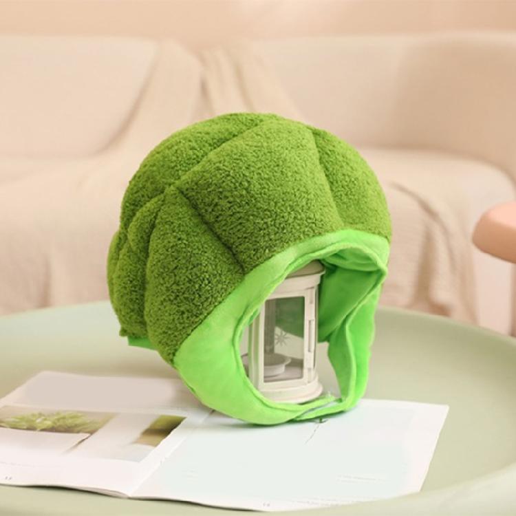 Green Brokkoli Headgear Plush Brokkoli Hat Novel Funny Brokkoli Caps Photography Props Halloween Party Cosplay Costume