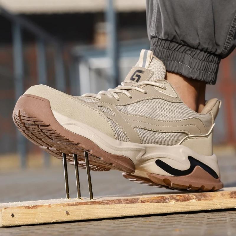 Breathable Four Seasons Work Boots Steel Toe Safety Shoes Men Work Shoes Sneakers Lightweight Anti-Puncture Indestructible Boots