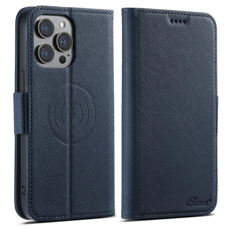 

Luxury Magsafe Business PU Leather Wallet Phone Case For iPhone 12 13 14 15 16 Pro Max Plus 16Pro With Flip Card Holder Cover For iPhone 16 Pro синій