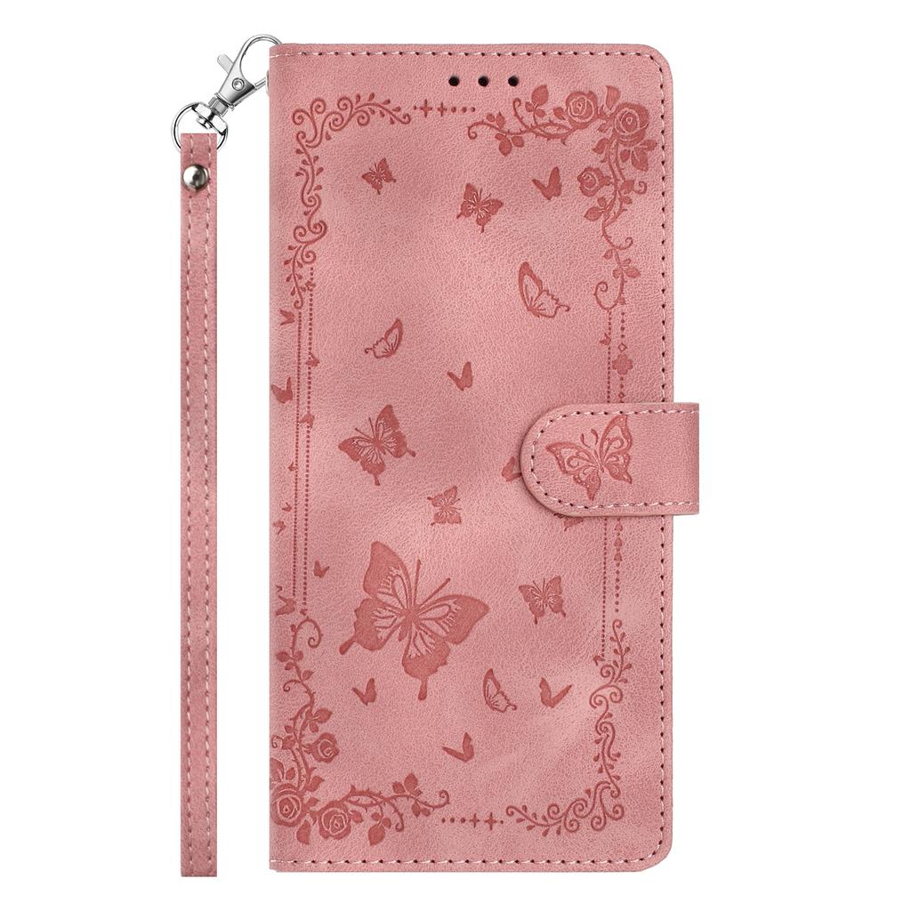 For iPhone 17 Pro Max Case Garden Imprinted PU Leather Wallet Phone Cover with Wrist Strap