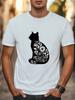 Black Cat with Floral Design Graphic T-Shirt Unisex Men Women Casual T-shirt